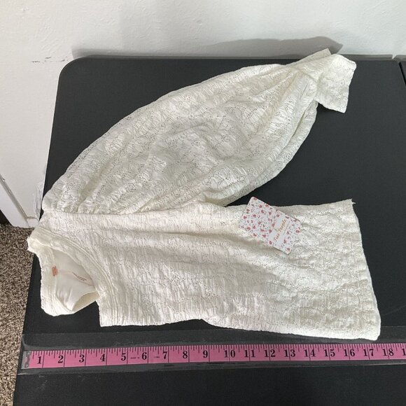 Free People Top Women M Ivory Long Sleeve Lace Lined Cut Out Back Boho Blouse - Picture 11 of 12